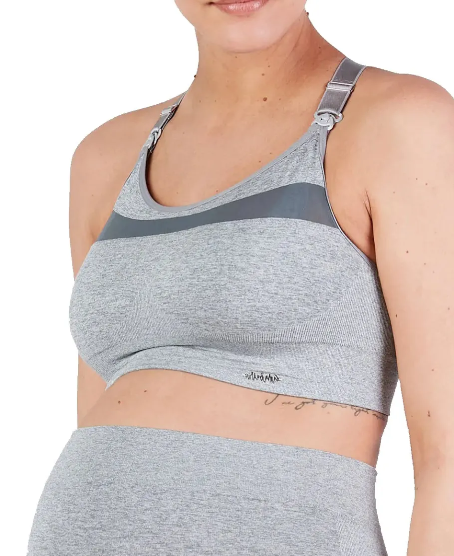 Cache Cœur Sportswear De Maternité | Soutiens-gorge Sans Armatures-Brassière de sport de grossesse et d’allaitement Woma gris