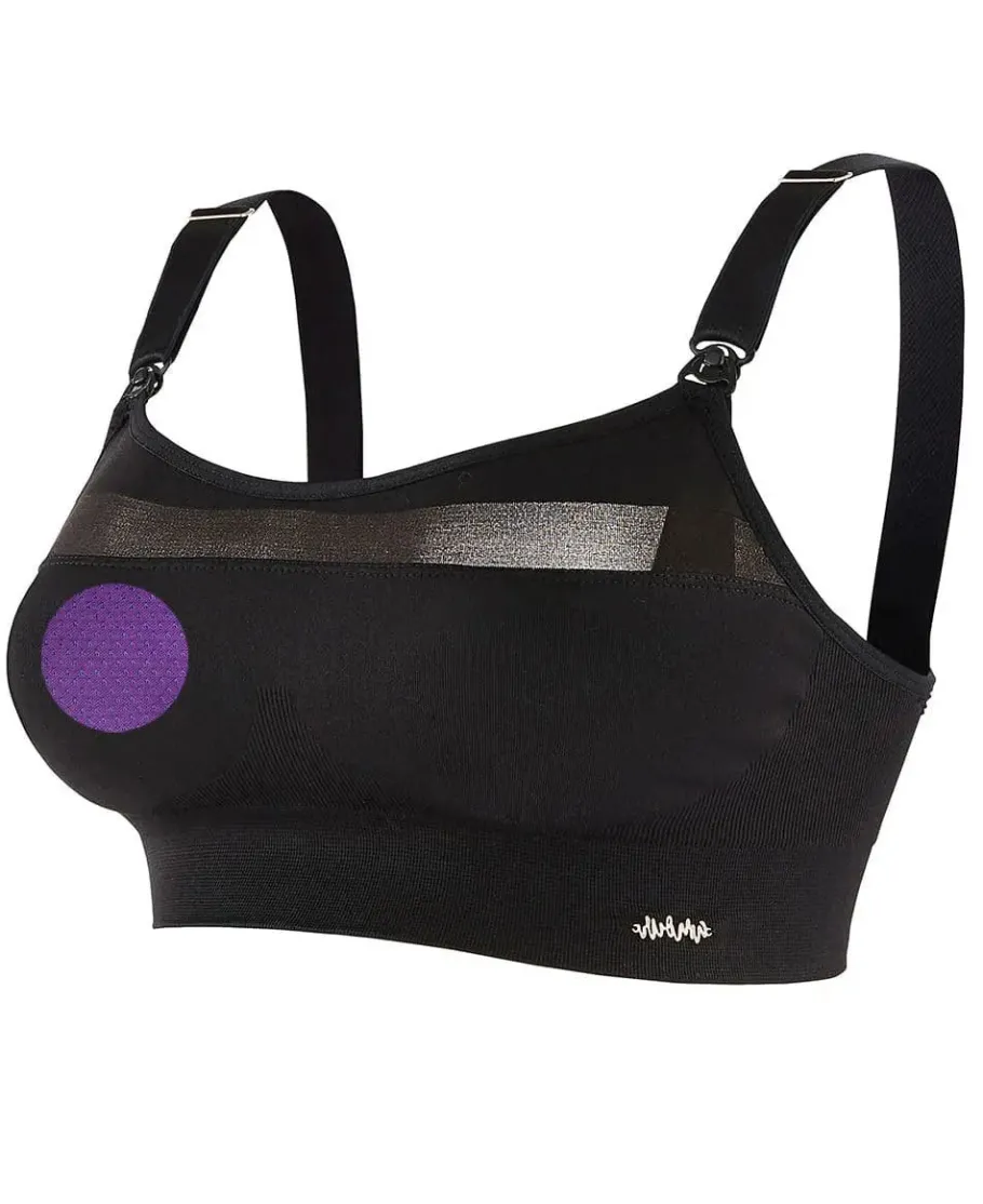Cache Cœur Sportswear De Maternité | Soutiens-gorge Sans Armatures-Brassière de sport de grossesse et d’allaitement Woma noir