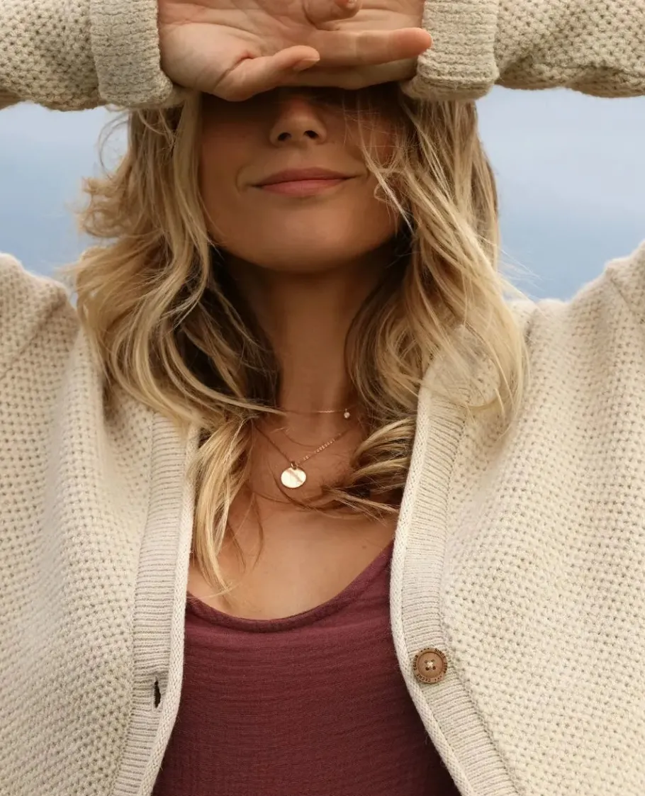 Cache Cœur Pulls D'allaitement | Hauts-Cardigan de grossesse en maille Abelha beige