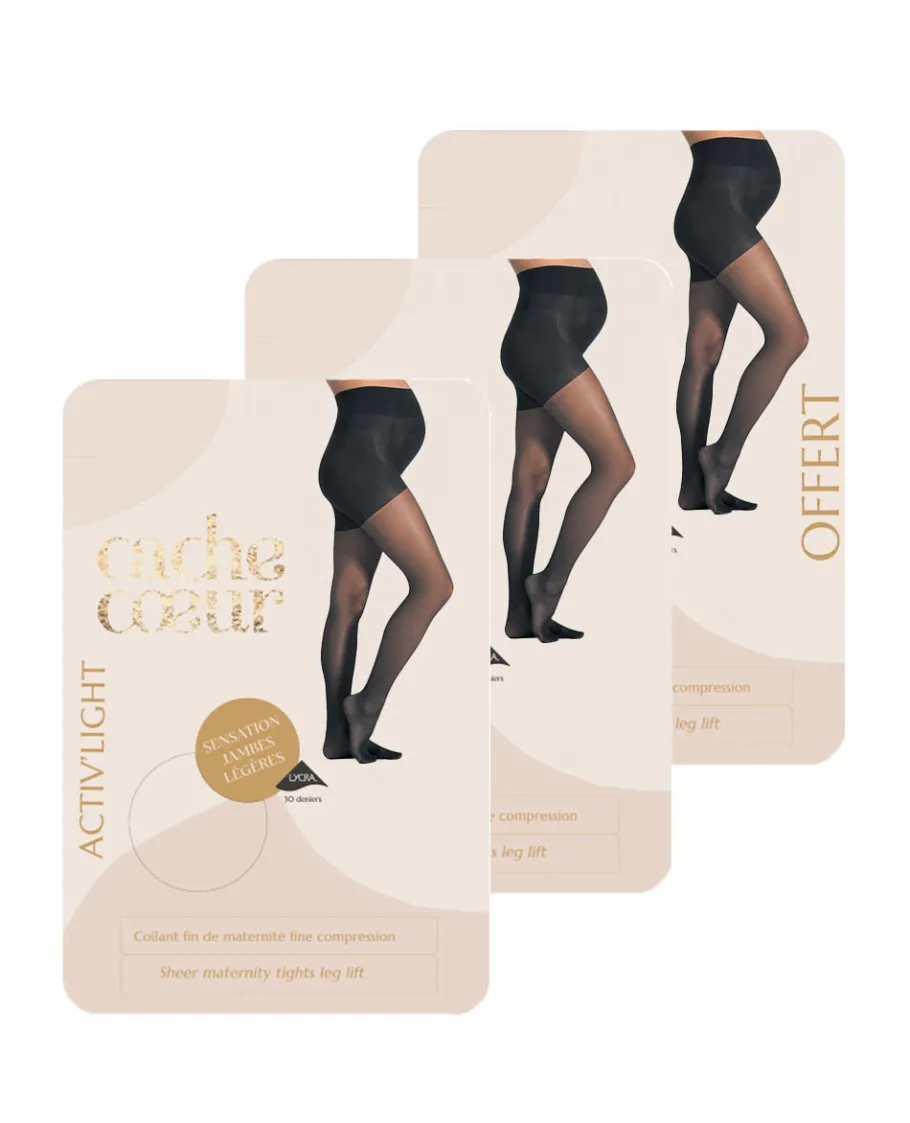 Cache Cœur Bundles / Pack / Lots | Bundles / Pack / Lots-Lot de 3 paires de collants fins (30 deniers) - Activ' Light noir