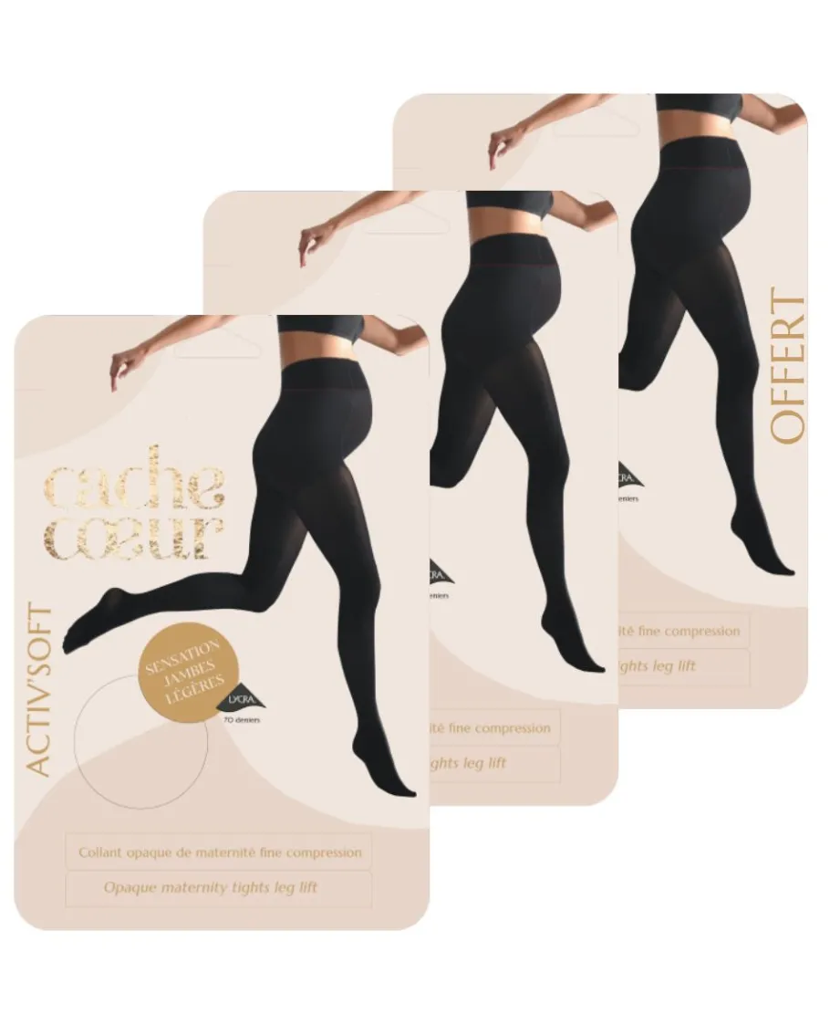 Cache Cœur Bundles / Pack / Lots | Bundles / Pack / Lots-Lot de 3 paires de collants fins (30 deniers) - Activ' Soft noir