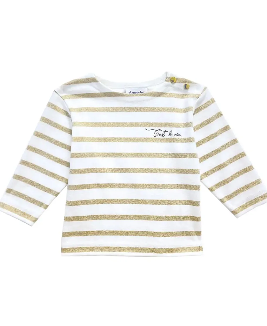 Cache Cœur Accessoires Bebe | Hauts-Marinière BÉBÉ Morgat doré coton bio - Made in France -