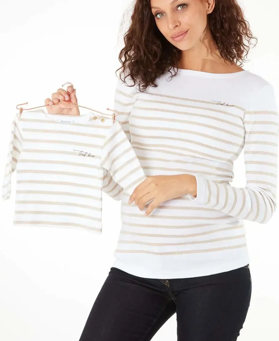 Cache Cœur Accessoires Bebe | Hauts-Marinière BÉBÉ Morgat doré coton bio - Made in France -