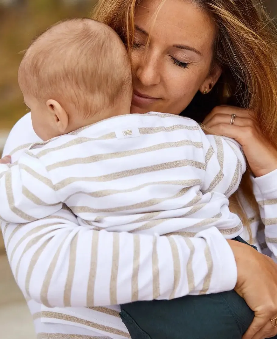 Cache Cœur Accessoires Bebe | Hauts-Marinière BÉBÉ Morgat doré coton bio - Made in France -
