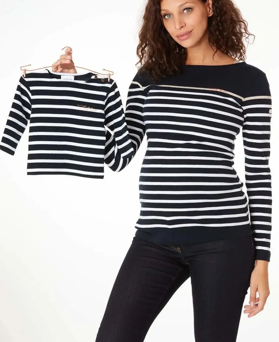 Cache Cœur Accessoires Bebe | Hauts-Marinière BÉBÉ Morgat marine coton bio - Made in France -