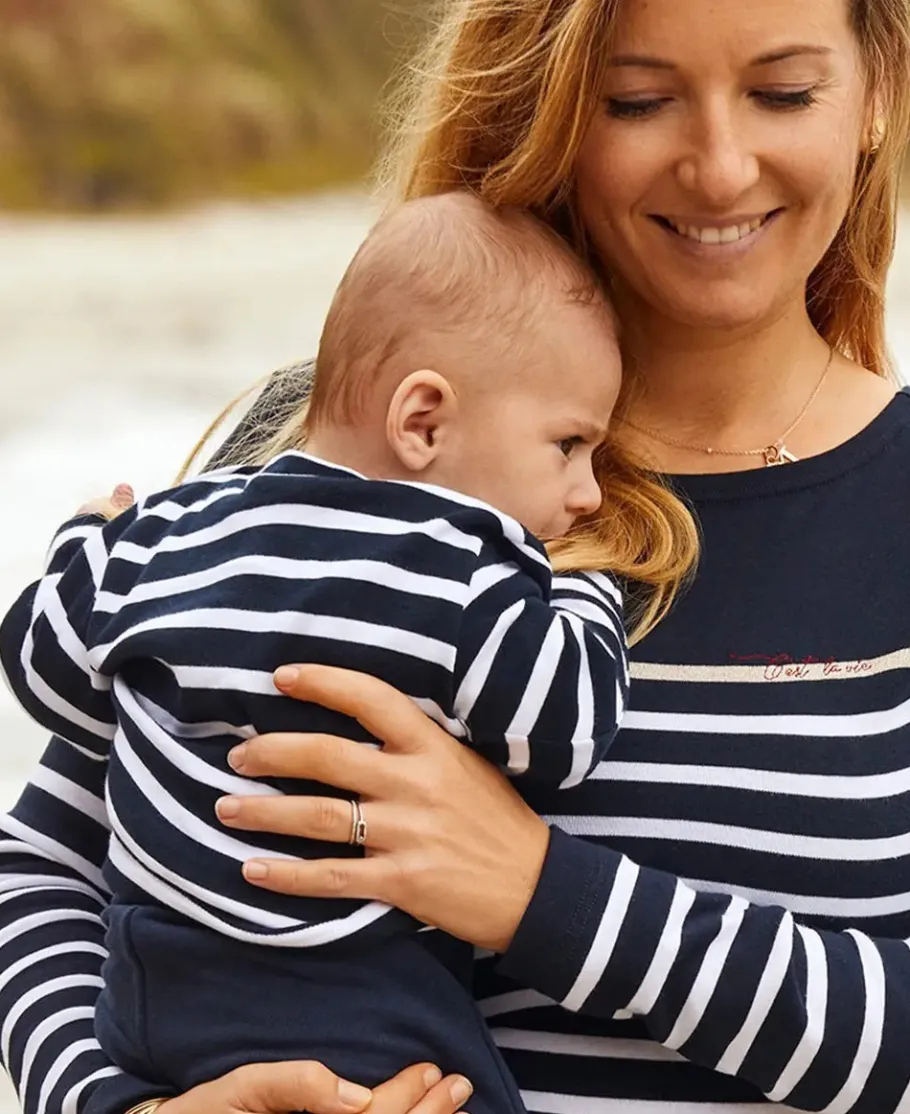 Cache Cœur Accessoires Bebe | Hauts-Marinière BÉBÉ Morgat marine coton bio - Made in France -