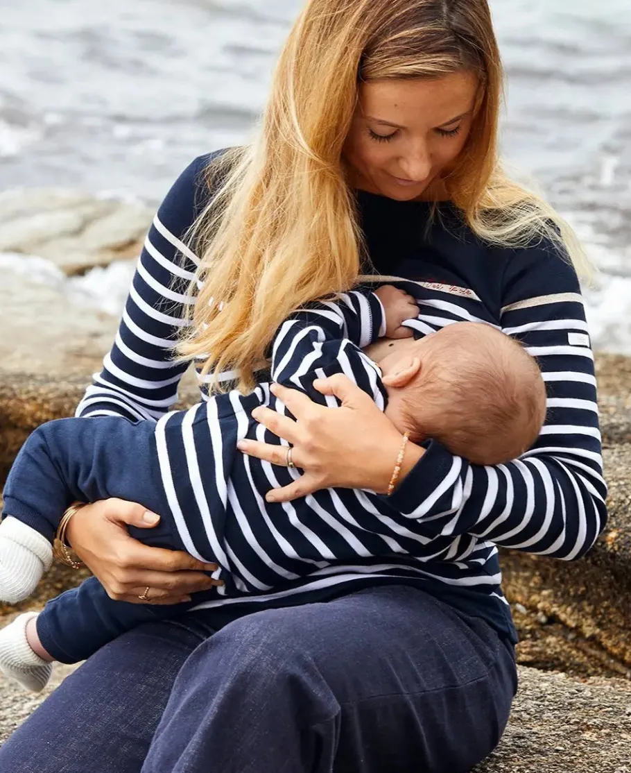 Cache Cœur Accessoires Bebe | Hauts-Marinière BÉBÉ Morgat marine coton bio - Made in France -