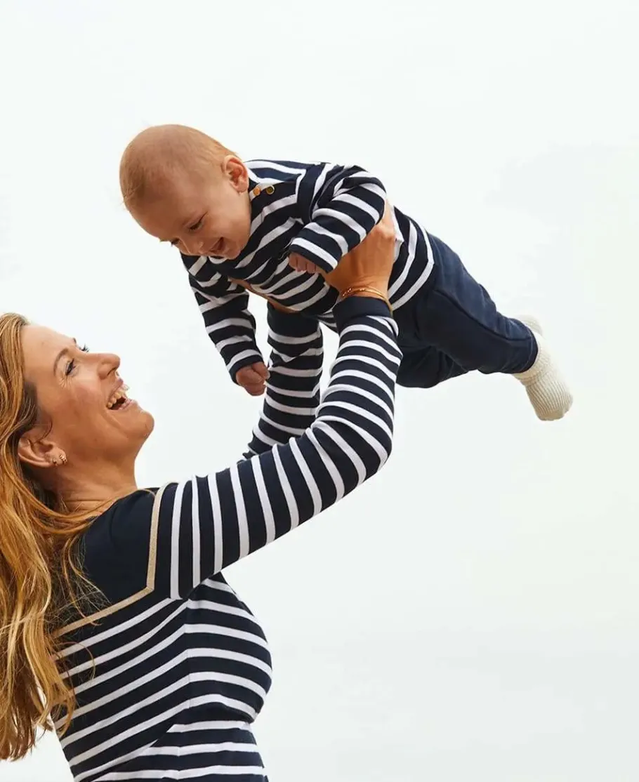 Cache Cœur Accessoires Bebe | Hauts-Marinière BÉBÉ Morgat marine coton bio - Made in France -