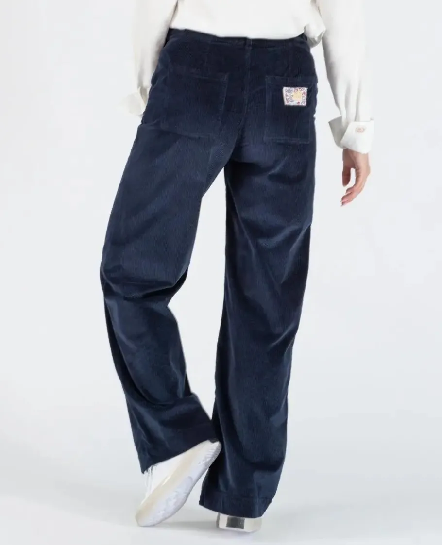 Cache Cœur Jeans-Pantalon velours de grossesse Clyde marine