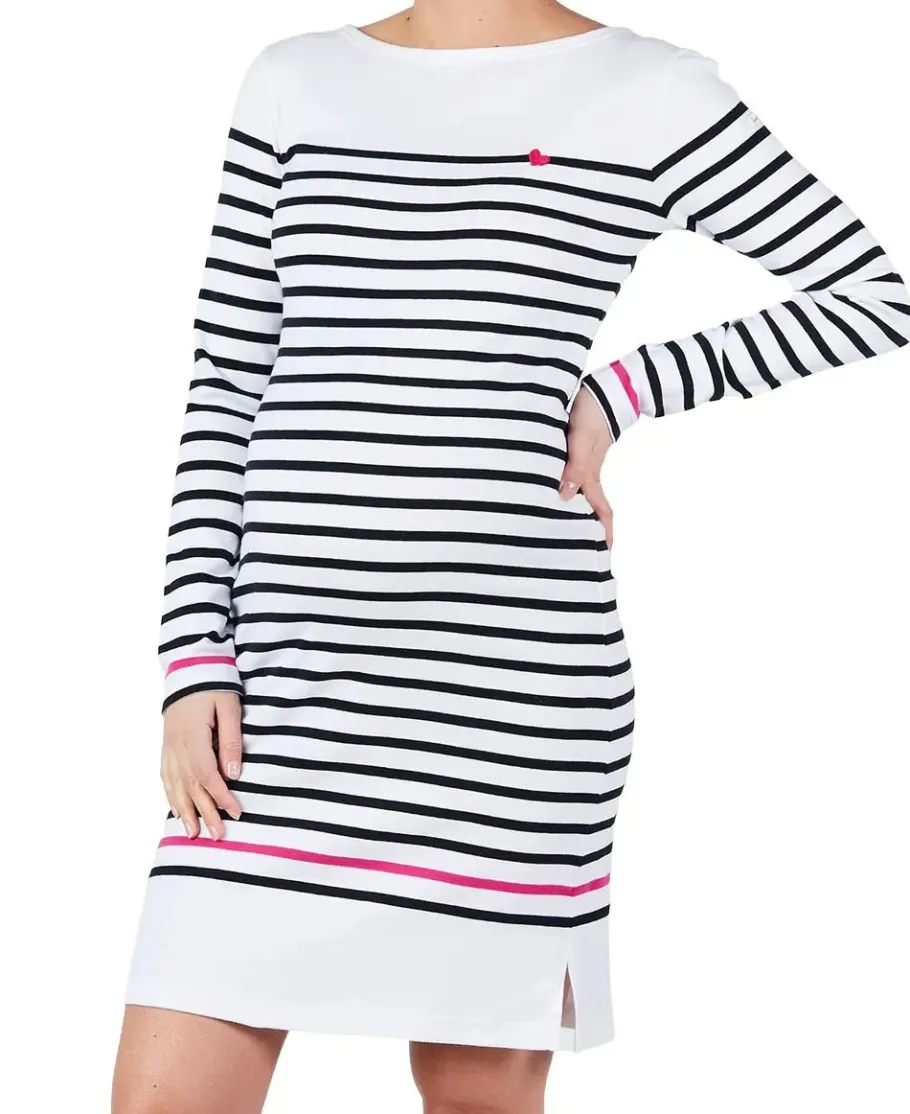 Cache Cœur Robes Et Combinaisons De Maternité | Robes-Robe de grossesse marinière blanc et marine Quimper - Made in France
