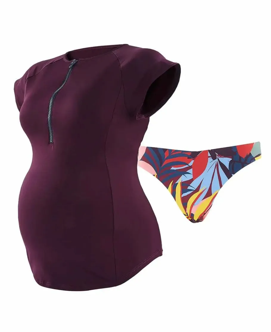Cache Cœur Maillots De Bain De Grossesse | Maillots De Bain Allaitement-Tankini de grossesse réversible Malibu multicolor